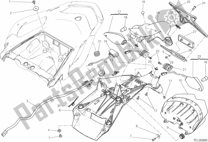 Todas las partes para Soporte De Matrícula - Luz Trasera de Ducati Multistrada 1200 ABS 2015